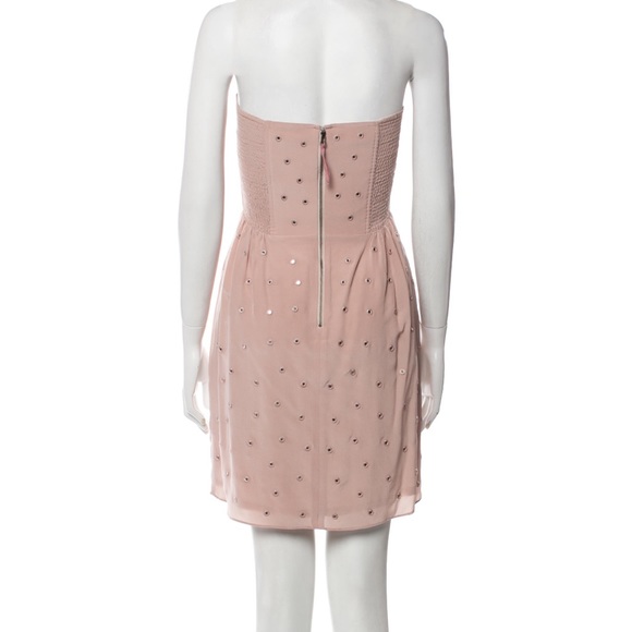 REBECCA TAYLOR SIZE 0 blush pink strapless mini dress w mirrored polka dots - Picture 3 of 5